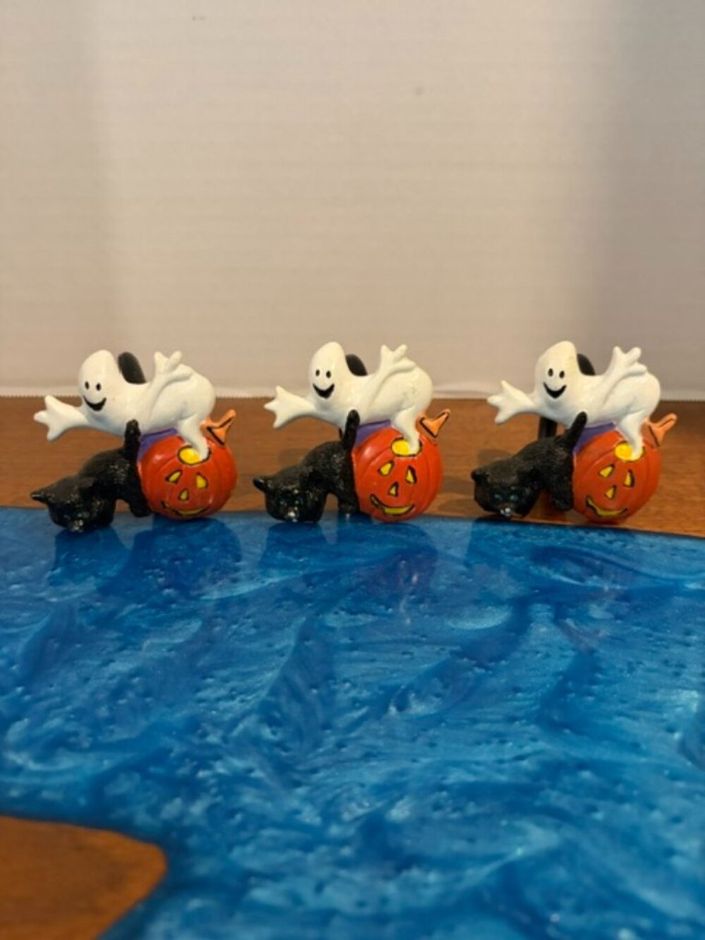 Set of 3 Halloween Ghost Black Cat Pumpkin Napkin Rings